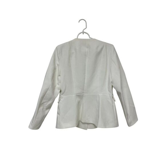 Zara Womens Fitted Blazer XL White Suit Jacket Gold Tone Button 2399/593 NWT - Picture 5 of 16